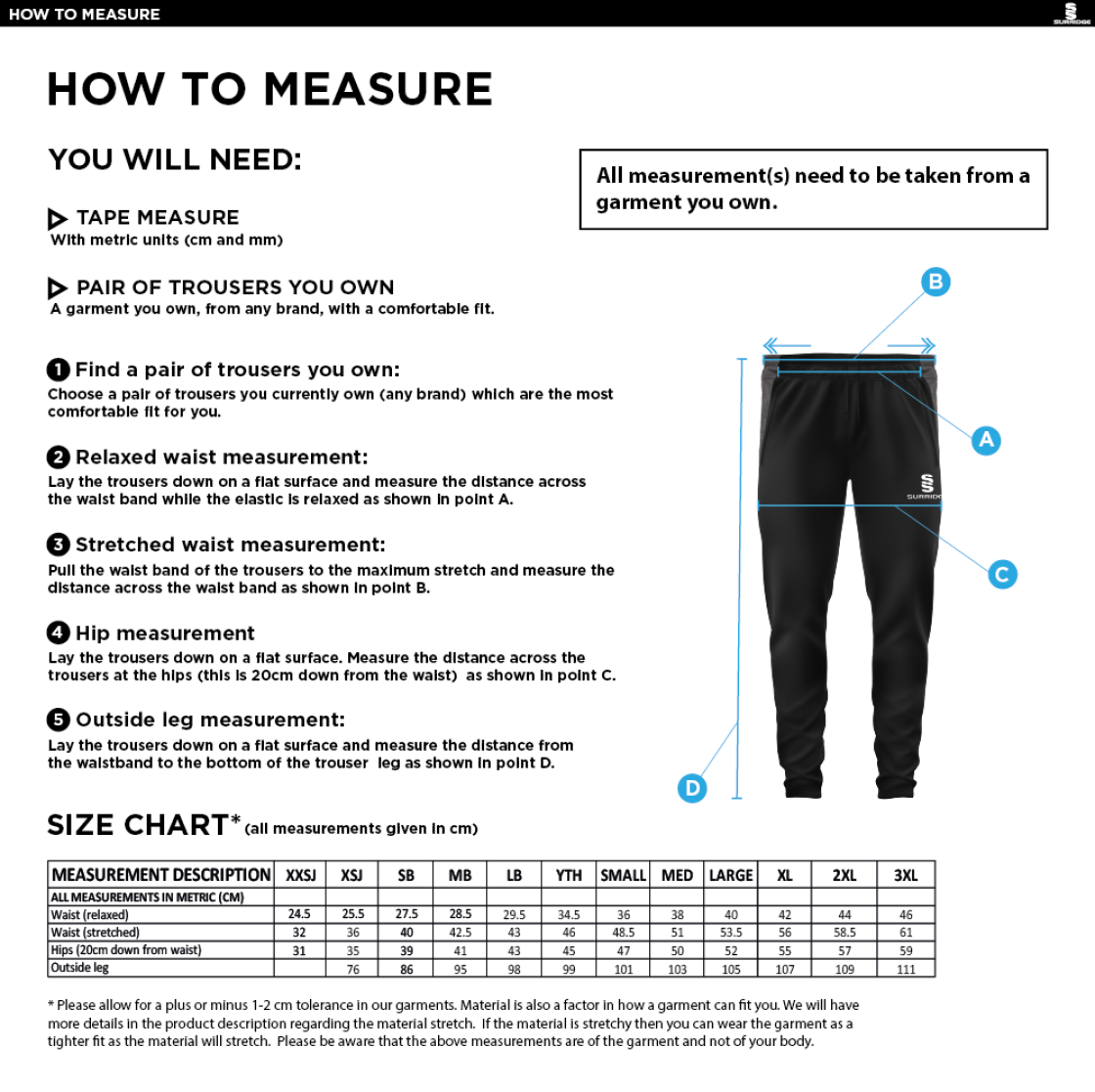 Water School Tek Slim Pant Navy - Size Guide